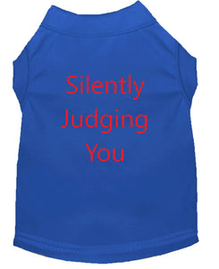 Silently Judging You Dog Shirt Blue