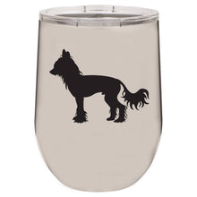 Load image into Gallery viewer, Chinese Crested 12 oz Vacuum Insulated Stemless Wine Glass
