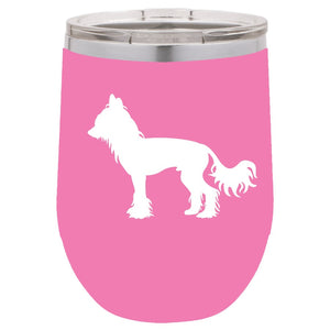 Chinese Crested 12 oz Vacuum Insulated Stemless Wine Glass