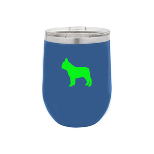 French Bulldog 12 oz Vacuum Insulated Stemless Wine Glass