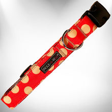 Load image into Gallery viewer, Polka Dot Dog Collars, Leads and Bows on Red - 3 Styles