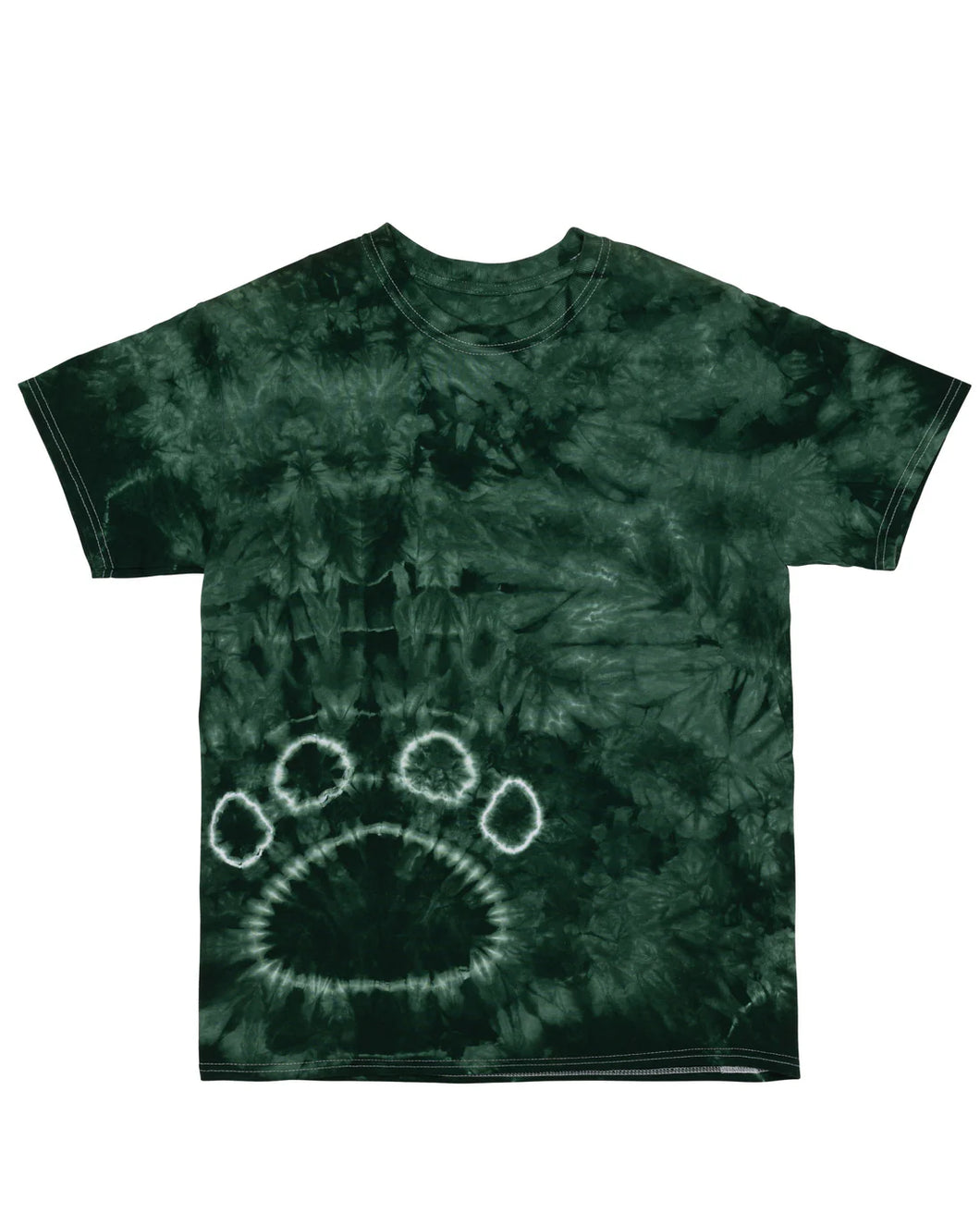 Tie-Dye Paw Print T Shirt Forest Green