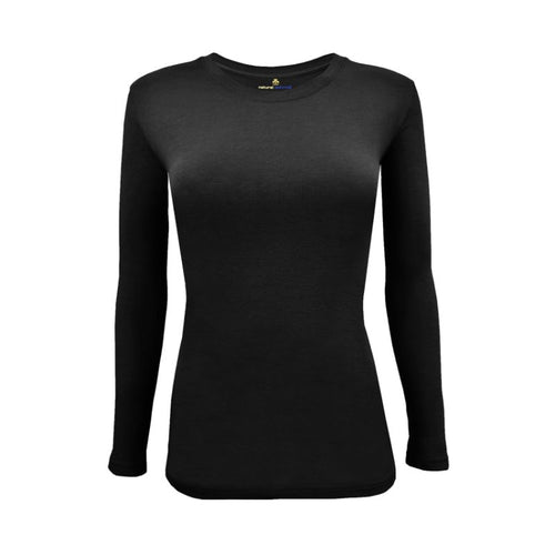 Natural Uniforms Women's Under Scrub Long Sleeve Crew Neck  T-Shirt Black