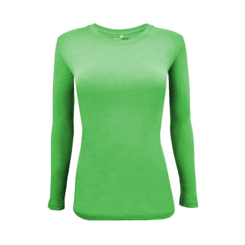 Natural Uniforms Women's Under Scrub Long Sleeve Crew Neck  T-Shirt Lime Green