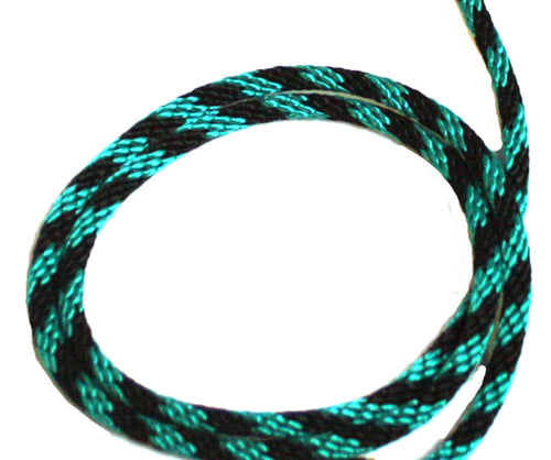 1/4 Solid Braid (Round) Long Line / Check Cord Black/Teal Spiral