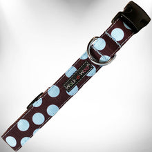 Load image into Gallery viewer, Polka Dot Dog Collars, Leads, and Bows on Brown - 4 Styles