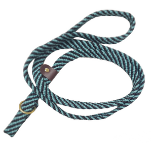 5/8" Flat Braid Slip Lead Dusty Aqua/Black Spiral Limited Release