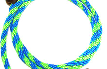 Load image into Gallery viewer, 1/4 Solid Braid (Round) Long Line / Check Cord Lime Green/Pacific Blue Spiral