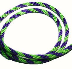1/4 Solid Braid (Round) Long Line / Check Cord Lime Green/Purple Spiral