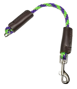 1/4" Solid Braid (Round) Dog Training Tab Lime Green/Purple Spiral
