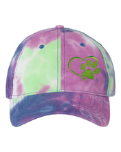 Load image into Gallery viewer, Heart/Paw Embroidered Colorful Tie-Dye Caps Purple Passion