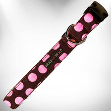 Load image into Gallery viewer, Polka Dot Dog Collars, Leads, and Bows on Brown - 4 Styles