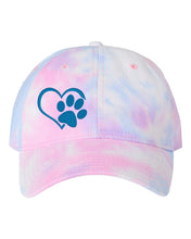 Load image into Gallery viewer, Heart/Paw Embroidered Colorful Tie-Dye Caps Cotton Candy