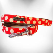 Load image into Gallery viewer, Polka Dot Dog Collars, Leads and Bows on Red - 3 Styles