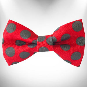 Polka Dot Dog Collars, Leads and Bows on Red - 3 Styles