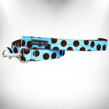 Load image into Gallery viewer, Polka Dot Dog Collars, Leads, and Bows on Blue - 5 Styles