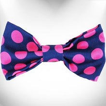 Load image into Gallery viewer, Polka Dot Dog Collars, Leads, and Bows on Blue - 5 Styles