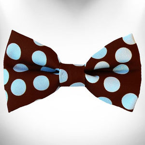 Polka Dot Dog Collars, Leads, and Bows on Brown - 4 Styles