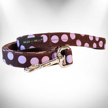 Load image into Gallery viewer, Polka Dot Dog Collars, Leads, and Bows on Brown - 4 Styles