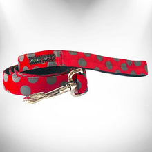 Load image into Gallery viewer, Polka Dot Dog Collars, Leads and Bows on Red - 3 Styles