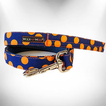 Load image into Gallery viewer, Polka Dot Dog Collars, Leads, and Bows on Blue - 5 Styles