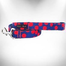 Load image into Gallery viewer, Polka Dot Dog Collars, Leads, and Bows on Blue - 5 Styles