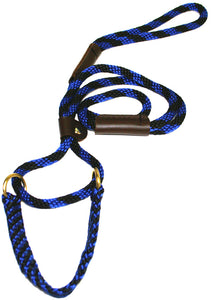 3/8" Solid Braid Martingale Style Lead Black/Blue Spiral
