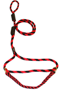 3/8" Solid Braid Martingale Style Lead Red/Black Spiral