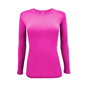 Natural Uniforms Women's Under Scrub Long Sleeve Crew Neck  T-Shirt Neon Pink