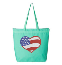 Load image into Gallery viewer, Patriotic Heart Embroidery Canvas Tote
