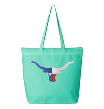 Load image into Gallery viewer, Patriotic Longhorn Embroidery Canvas Tote