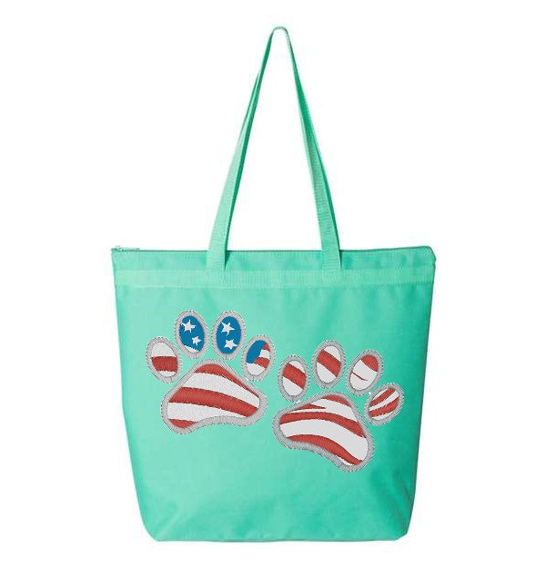 Patriotic Paws Embroidery Canvas Tote