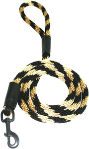 Black Ops Collection 1/2" Solid Braid Snap Lead  Black/Gold Spiral