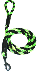 Black Ops Collection 1/2" Solid Braid Snap Lead  Black/Lime Green Spiral