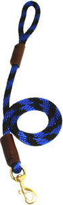 1/2" Solid Braid Snap Lead Black/Blue Spiral