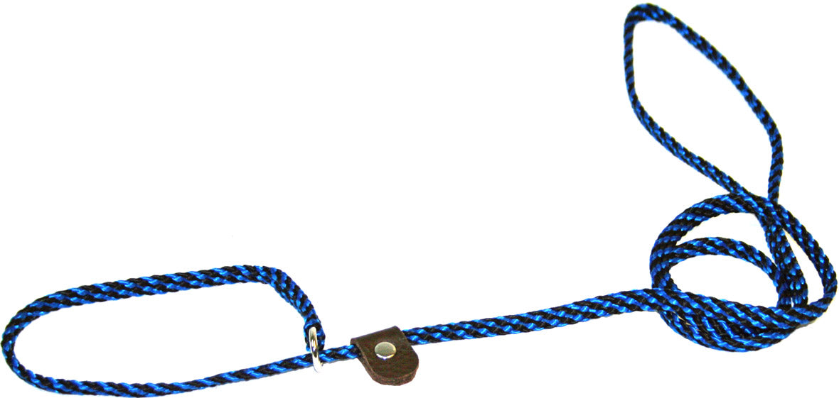 1 4 Flat Braid Slip Lead Black Blue Spiral The Leash Outlet