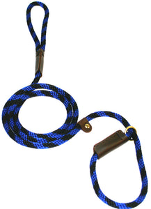 3/8" Solid Braid Slip Lead Black/Blue Spiral