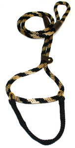 1/2" Solid Braid Martingale Style Lead Black/Gold Spiral