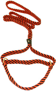 5/8" Flat Braid Martingale Style Lead Black/Orange Spiral