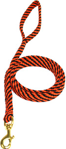 5/8" Flat Braid Snap Lead Black/Orange Spiral