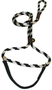 1/2" Solid Braid Martingale Style Lead Black/Silver Spiral