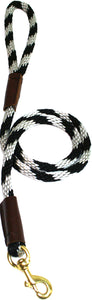 1/2" Solid Braid Snap Lead Black/Silver Spiral
