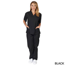 Load image into Gallery viewer, Black- Natural Uniforms Unisex Solid V-Neck Scrub Set