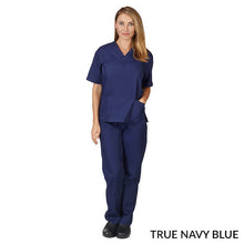 Load image into Gallery viewer, Dark Navy Blue- Natural Uniforms Unisex Solid V-Neck Scrub Set