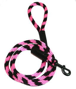 Black Ops Collection 1/2" Solid Braid Snap Lead  Black/Pink Spiral
