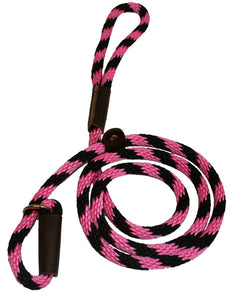 1/2" Solid Braid Slip Lead Black/Pink Spiral