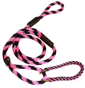 1/2" Solid Braid Martingale Style Lead Black/Pink Spiral