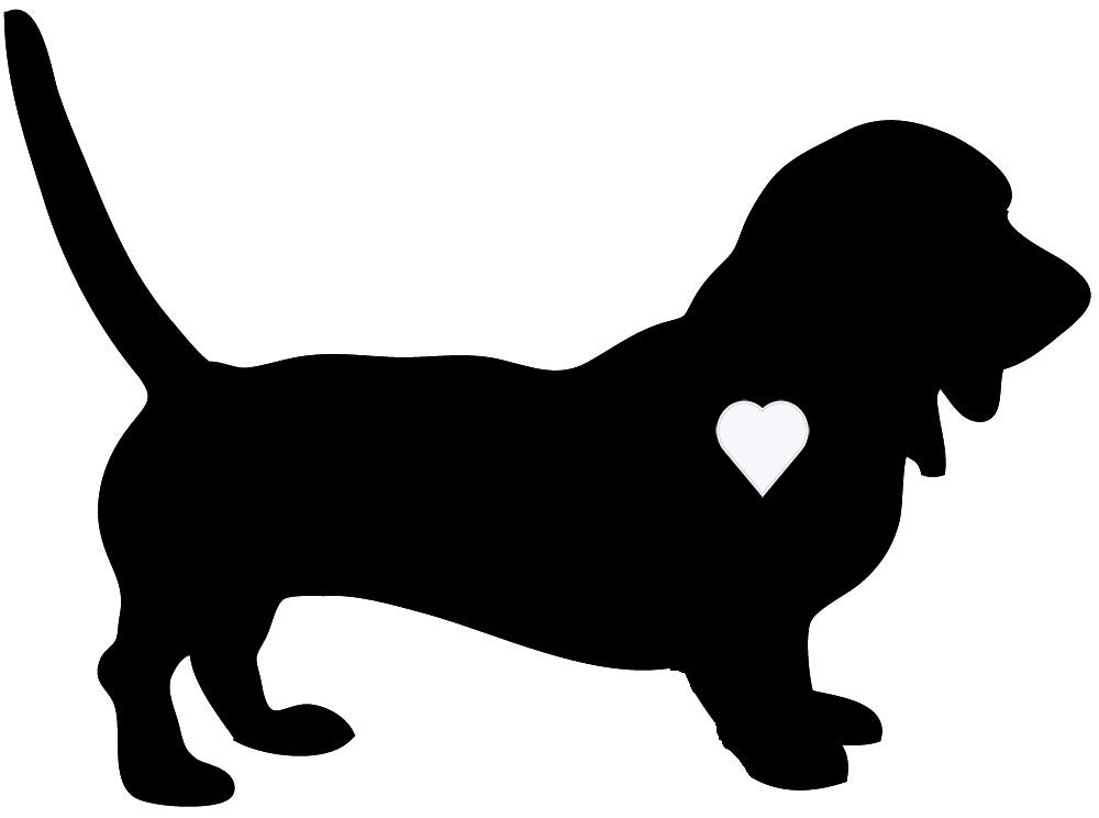 Heart Basset Hound Dog Decal