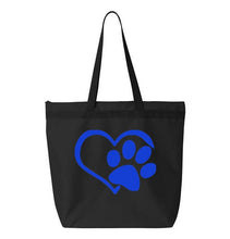 Load image into Gallery viewer, Heart Paw- Black Embroidered Canvas Tote