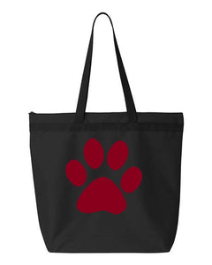 Paw Print- Black Embroidered Canvas Tote